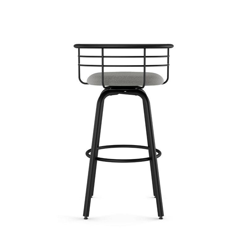 Turbo 26" Gray Polyester Swivel Counter Stool with Black Metal Frame