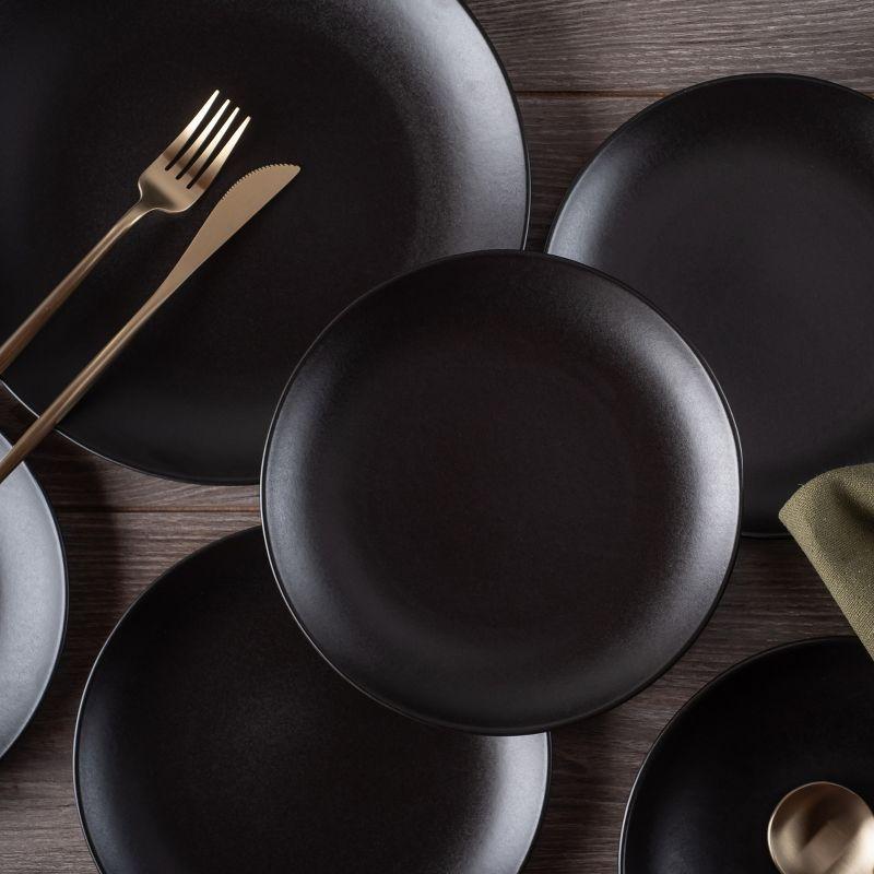 Black Matte 12-Piece Ceramic Dinnerware Set, Service for 4