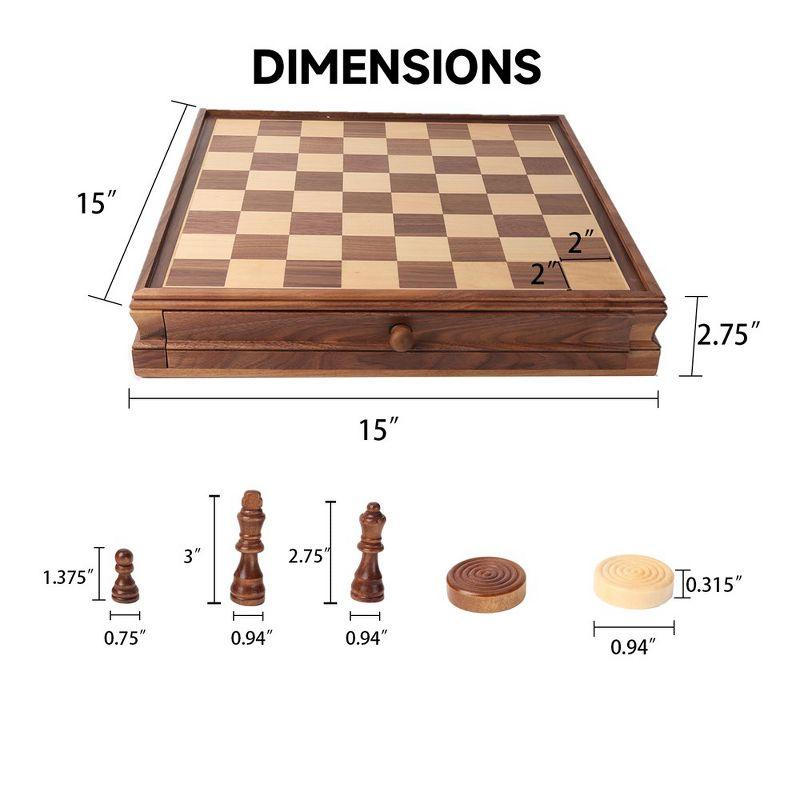 15" Large 2-in-1 Chess and Checkers Board Game Combo Set