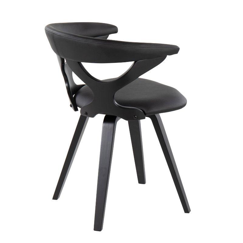 Gardenia PU Leather/Wood Dining Chair Black - LumiSource: Swivel Seat, Padded Upholstery, Bent Wood Legs