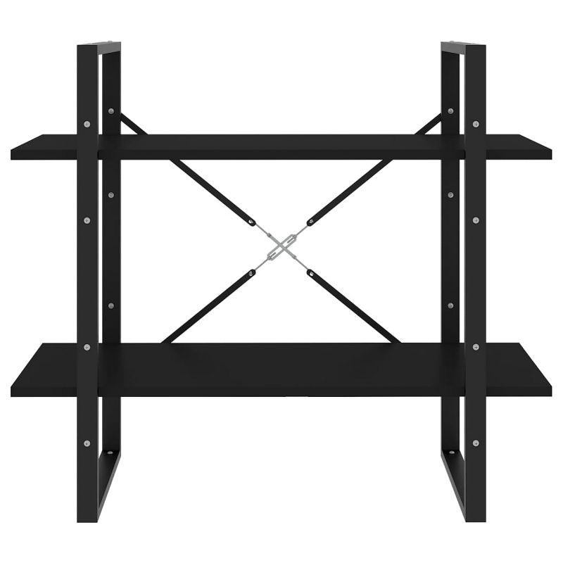 vidaXL 2-Tier Book Cabinet Black 31.5"x11.8"x27.6" Engineered Wood
