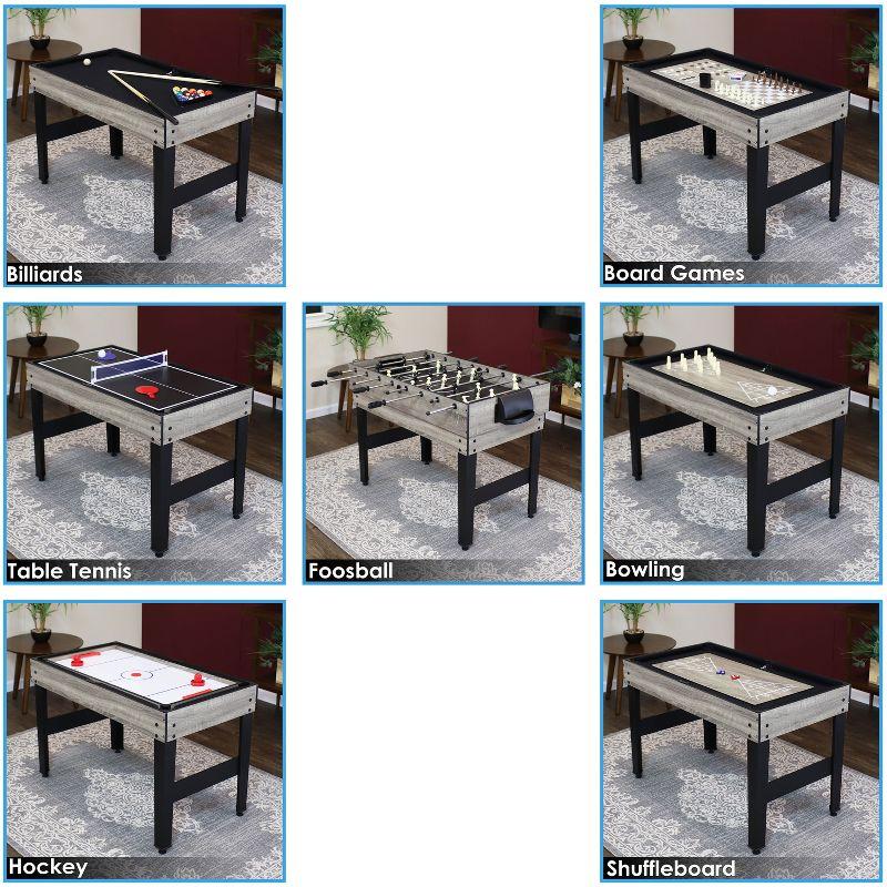 Sunnydaze 10-in-1 Multi-Game Table with Billiards, Foosball, Hockey, Ping Pong, Chess, Checkers, Backgammon, Shuffleboard, Bowling, and Cards - 49.5"