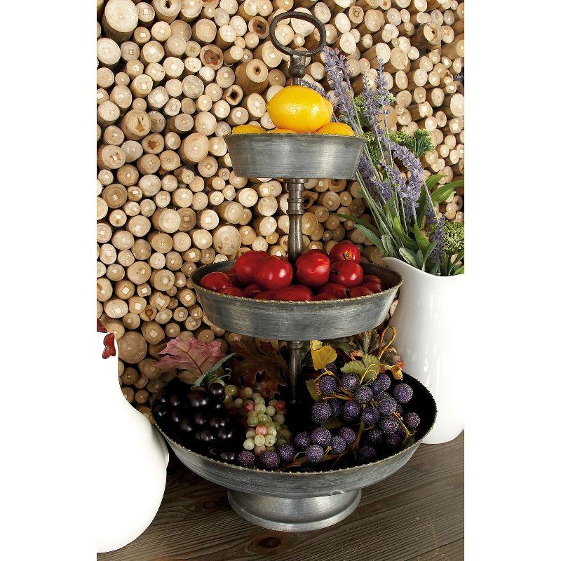 Tiered Serving Tray - Black/Silver - Olivia & May: Metal 3 Tier Stand for Desserts, Farmhouse Style Decor, Easy to Clean