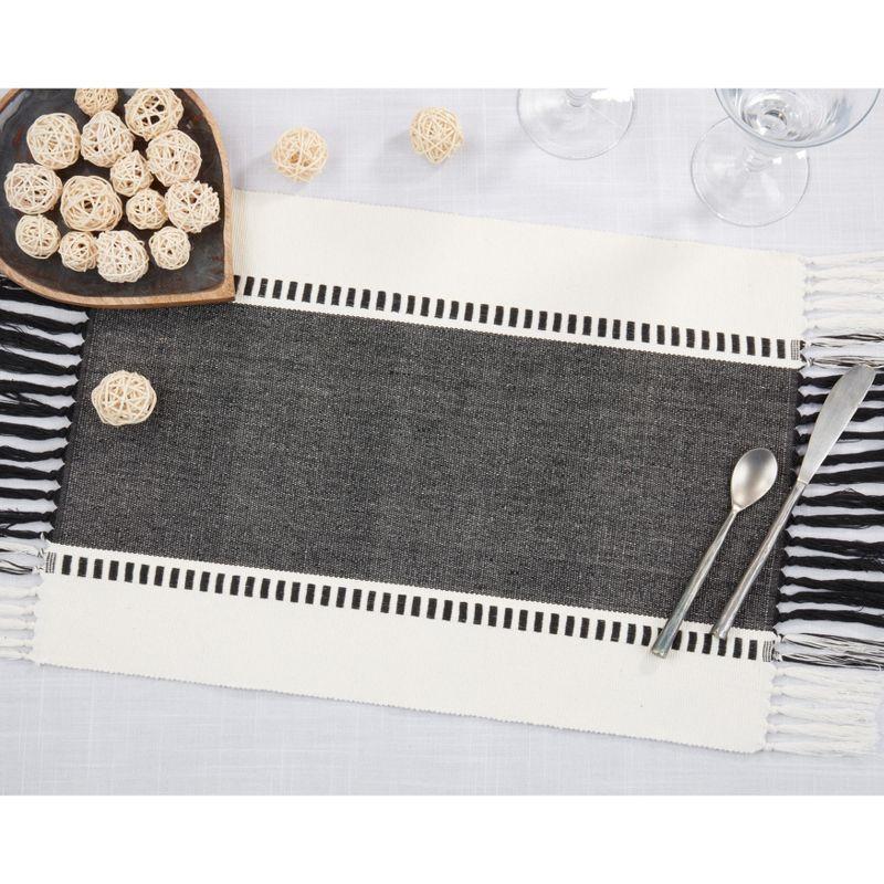 Saro Lifestyle Tassel Trimmed Stripe Placemat (Set of 4)