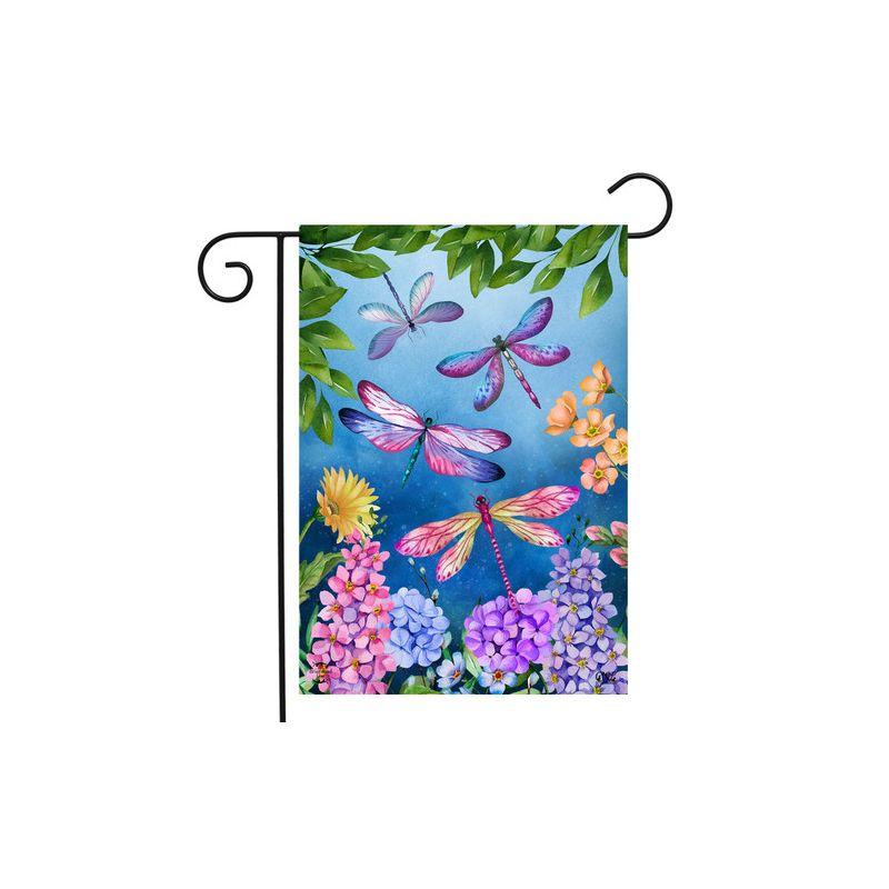 Dragonflies and Flowers Multicolor Outdoor Garden Flag 18" x 12.5"