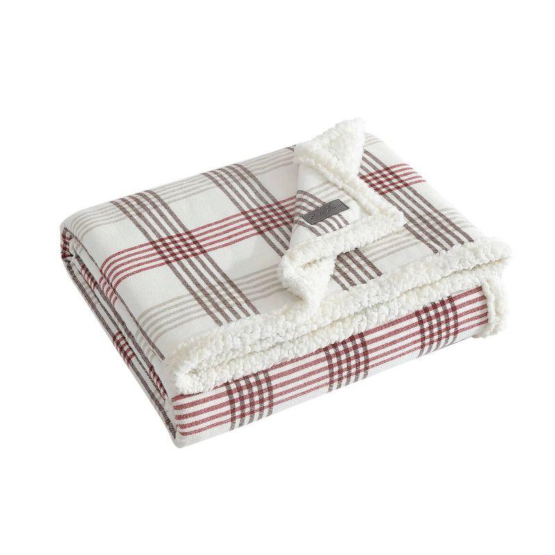 Union Bay Plaid Reversible Sherpa & Fleece Throw - Red 50"x60"