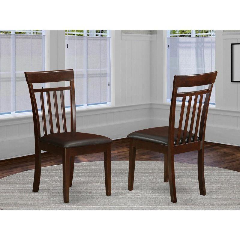 East West Furniture, Capri slat back Chair for dining room with Leather Upholstered Seat , Set of 2