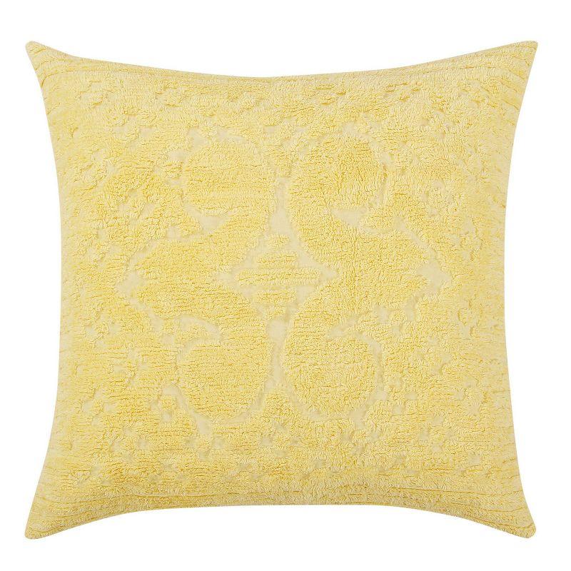 Euro Ashton Collection 100% Cotton Tufted Unique Luxurious Medallion Design Pillow Shams Yellow - Better Trends