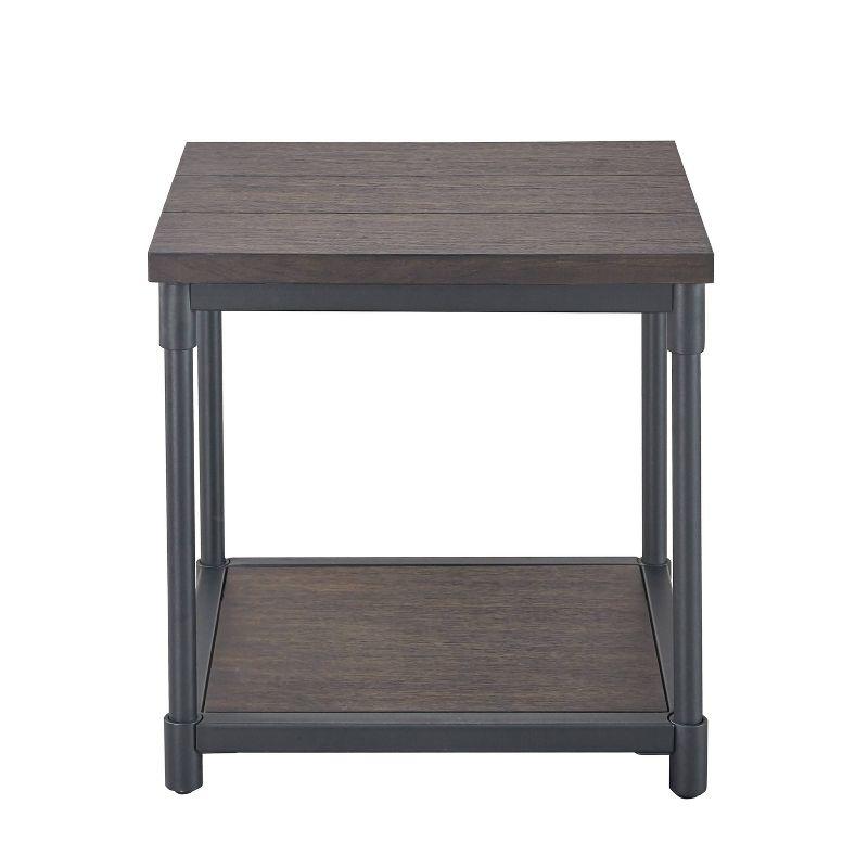 Prescott End Table Distressed Brown - Steve Silver: Industrial Square, Storage Shelf, Metal Frame