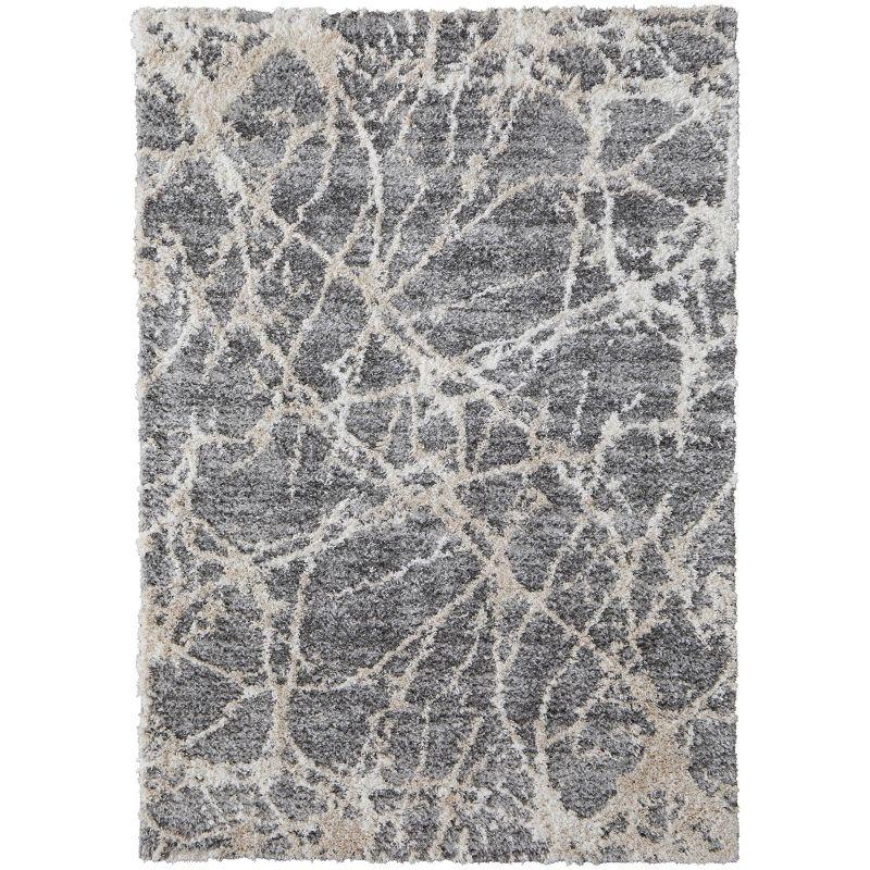 Gray Geometric Shag Stain-Resistant 5' x 8' Area Rug