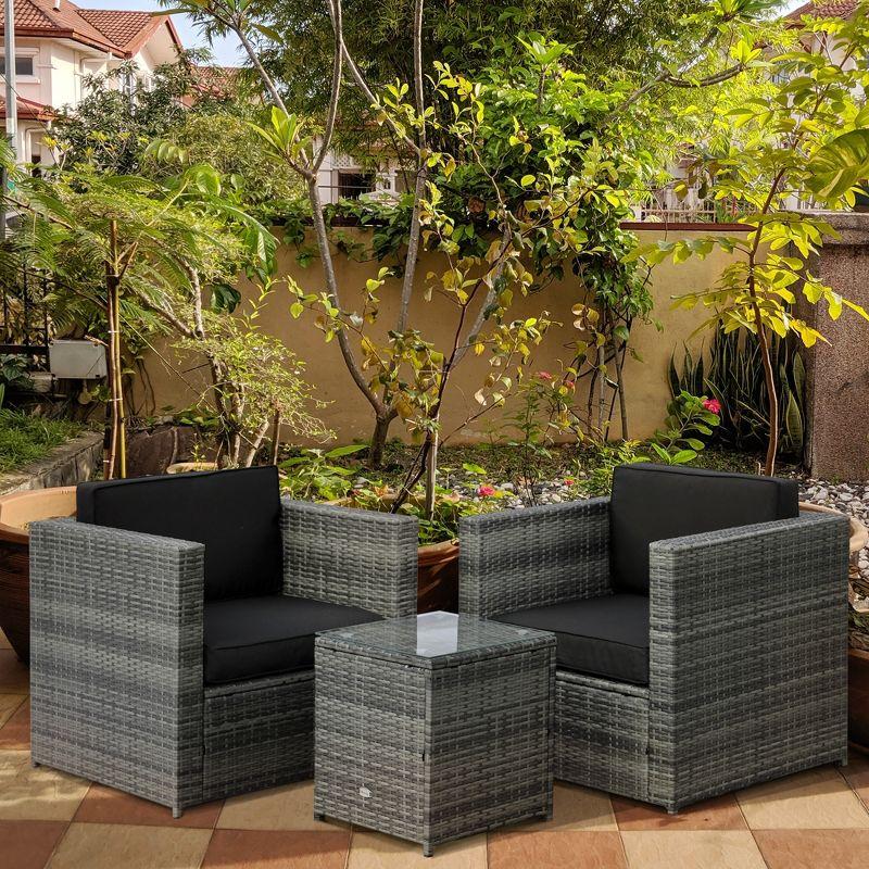 Outsunny 3 Piece Rattan Seating Group