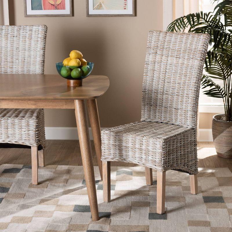 Trianna Rattan and Wood Dining Chair White/Brown - bali & pari: Indonesian Crafted, No Assembly Required