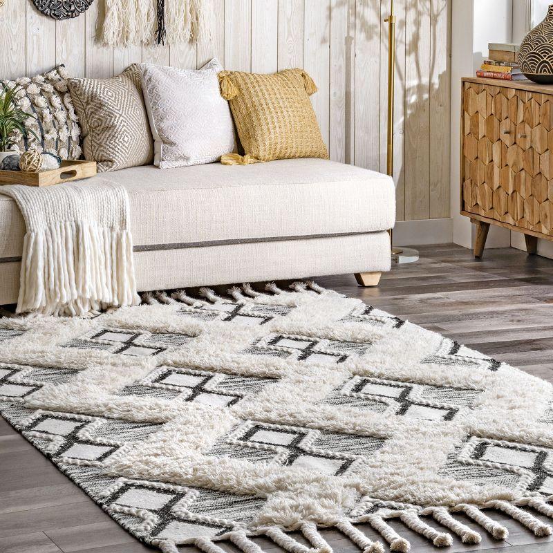 Gray Wool Flat Woven Shaggy Reversible Area Rug 3' x 5'