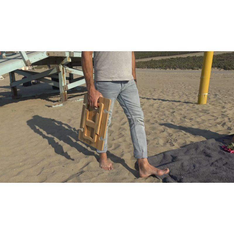 Tirrinia Bamboo Wine Picnic Table, Ideal Wine Lover Gift, Large Folding Portable Outdoor Snack & Cheese Tray for Concerts at Park, Beach