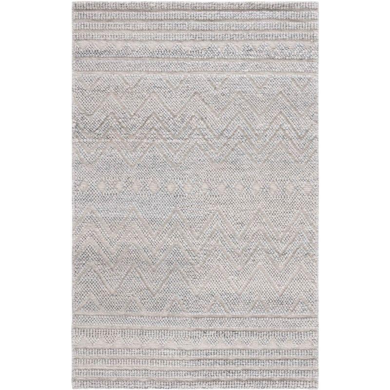 Handwoven Gray Mosaic Textured Wool Rug 8' x 10'