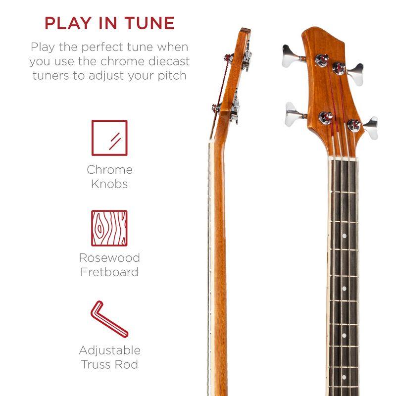 Best Choice Products 22-Fret Full Size Acoustic Electric Bass Guitar w/ 4-Band Equalizer, Truss Rod, Padded Gig Bag - Natural