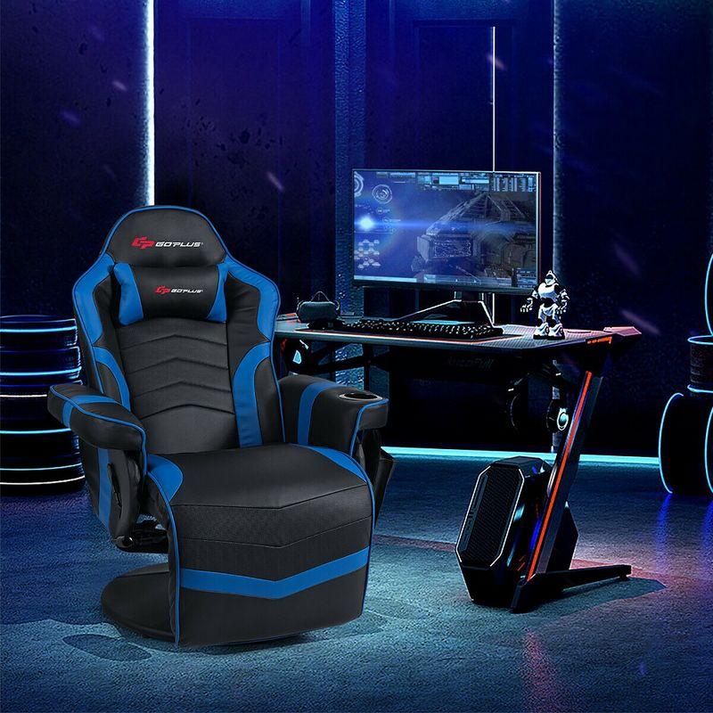 Costway Massage Gaming Recliner Reclining Racing Chair Swivel Blue