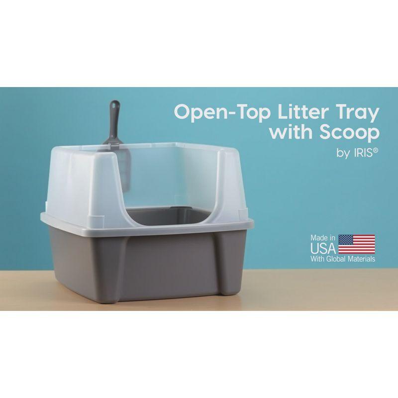 IRIS USA, Open-Top Cat Litter Box with Shield with Scoop
