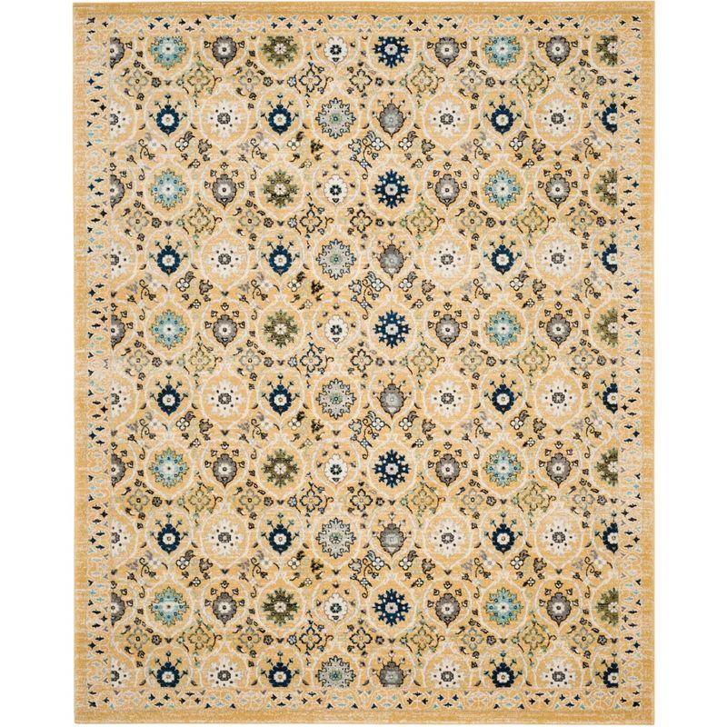 Gold and Ivory 8' x 10' Synthetic Reversible Area Rug