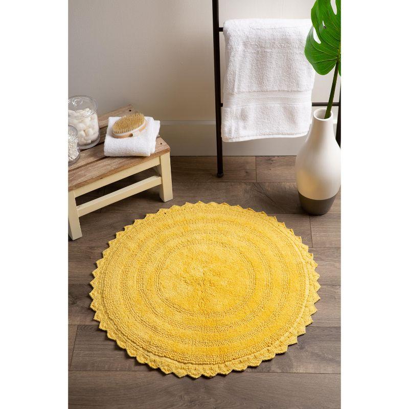 Design Imports Yellow Round Crochet Bath Mat