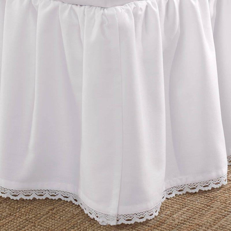 Laura Ashley White Crochet Ruffled 100% Cotton Bed Skirt