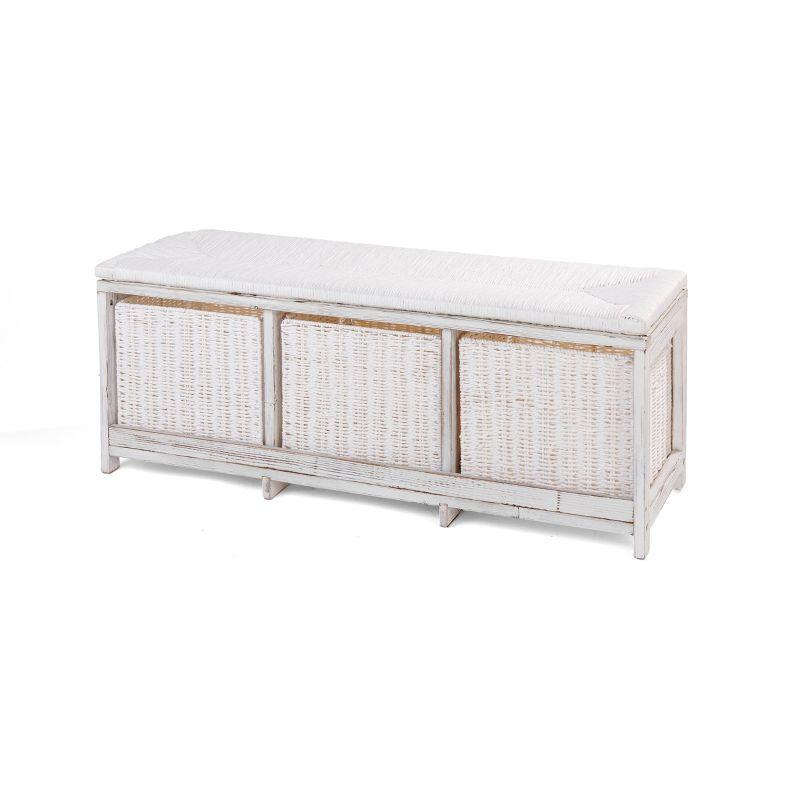 Sunside Sails Kid''s Storage Bench With Woven Top And Baskets