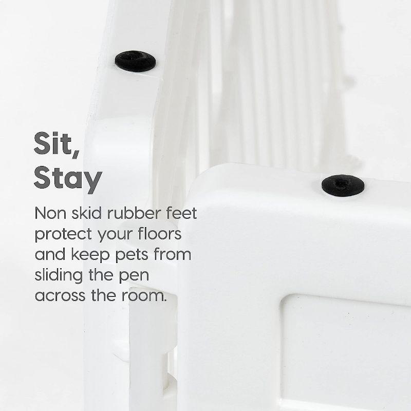 IRIS USA 4 Panel 24H inch Foldable Exercise Enclosure Plastic Pet Playpen with Door, White
