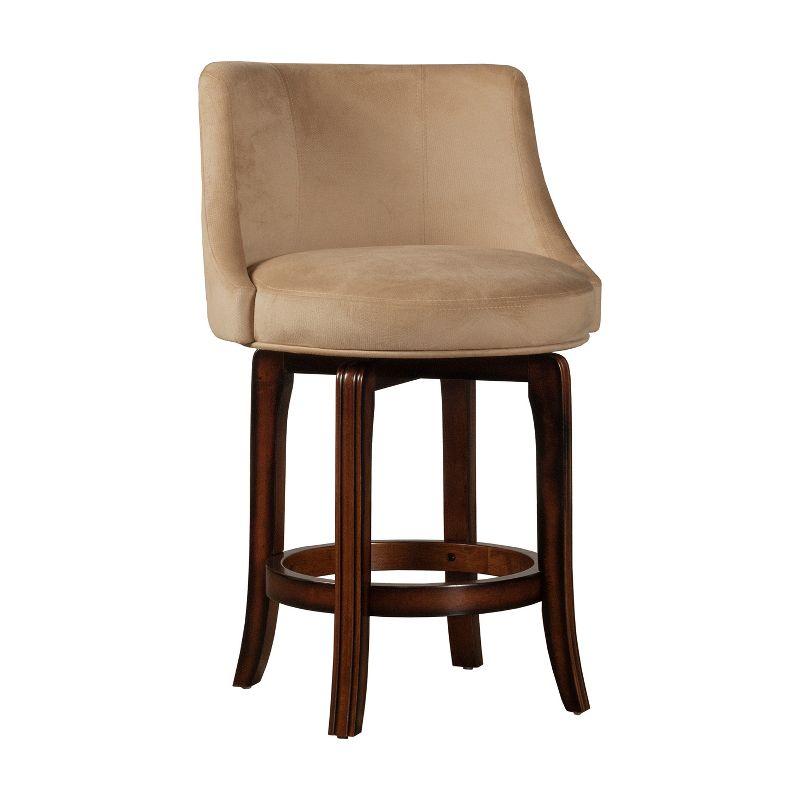 Napa Valley Dark Brown Cherry Swivel Counter Stool with Khaki Fabric