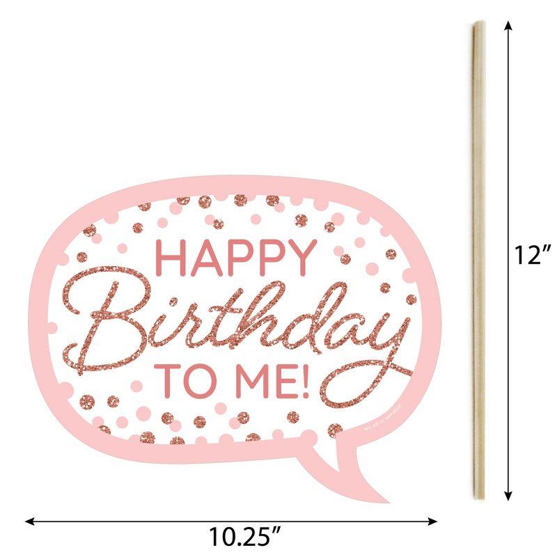 Big Dot of Happiness Funny Pink Rose Gold Birthday - Happy Birthday Party Photo Booth Props Kit - 10 Piece