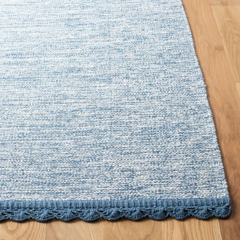 Coastal Charm Blue Flat-Woven Cotton & Wool 3' x 5' Area Rug