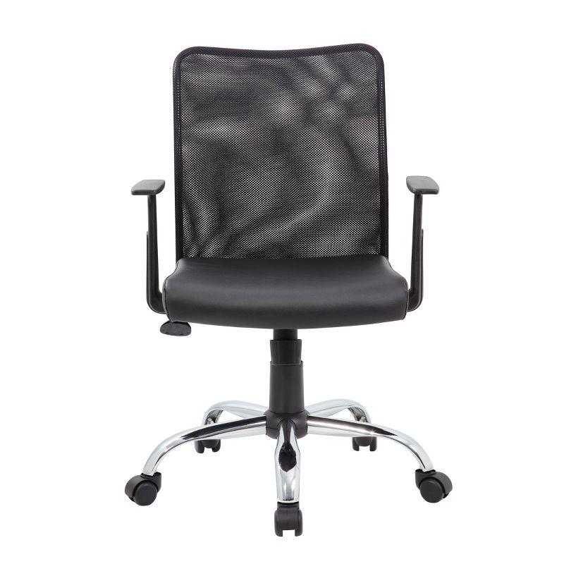 Fixed Arm Budget Mesh Task Chair Black - Boss Office Products: Chrome Base, Pneumatic Lift, Locking Tilt Control