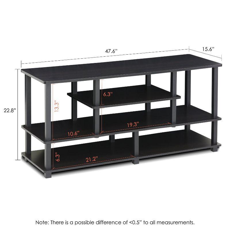 Furinno 4-Tier Large TV Stand for TVs up to 55" TV Console Table w/Open Bookcase Shelves & 2 Storage Drawers