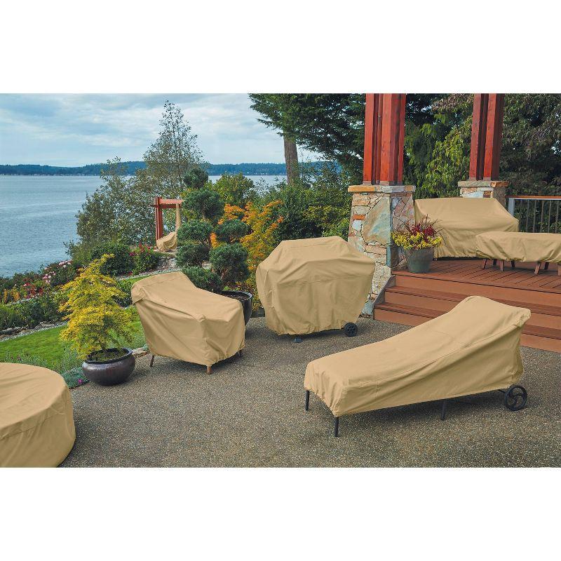 Beige Water-Resistant Patio Chair Cover with Air Vents