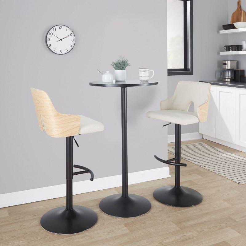 LumiSource Set of 2 Stella Adjustable Swivel Barstools Black/Natural Wood/Cream