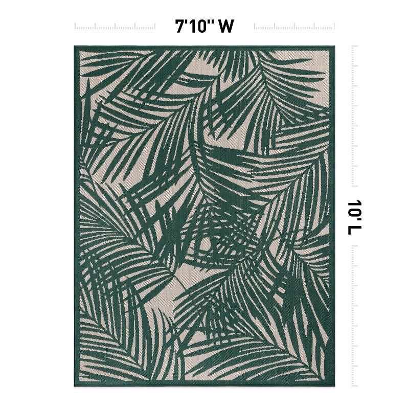 World Rug Gallery Contemporary Palm Leaf Textured Flat Weave Indoor/Outdoor Area Rug - GREEN 7'10"X10'