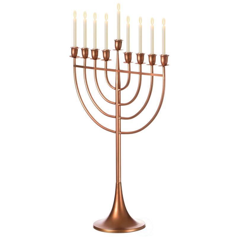 Modern Brass Hanukkah Menorah with 9 Branches