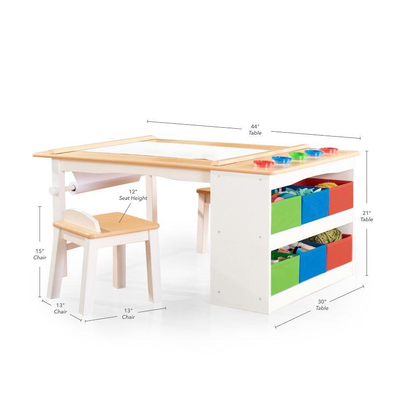 Kids' Wooden Activity Table and Art Station with Storage and Stools