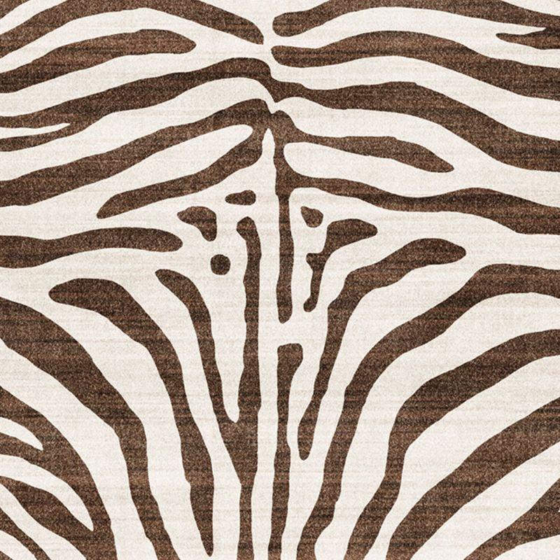 Gertmenian Crystal Print Zebra Modern Animal Print Brown Cream Washable Flat Pile Indoor Area Rug
