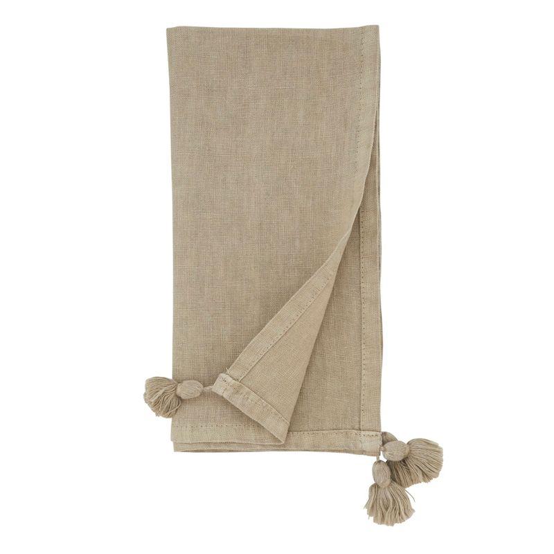 Tasseled Corners 4 Piece Linen Napkin Set