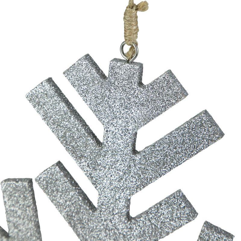 Northlight Glitter Drenched Wooden Snowflake Christmas Ornament - 11.75" - Silver Tone