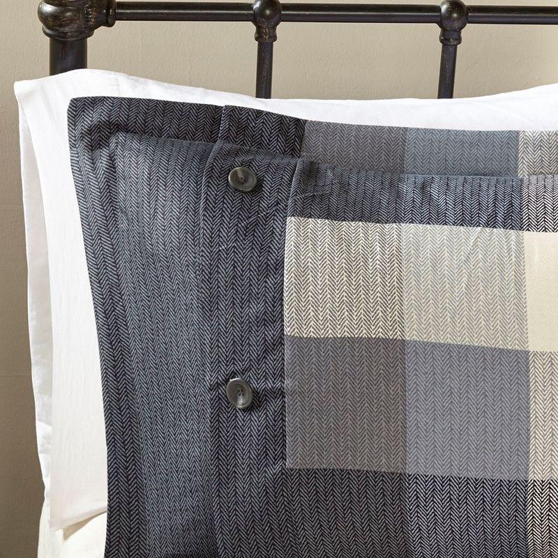 7 Pcs Stylish Buffalo Plaid Print Comforter Set, All Season Bedding Sets, Cozy Home Textile for Modern Bedroom Decor, Grey, Queen