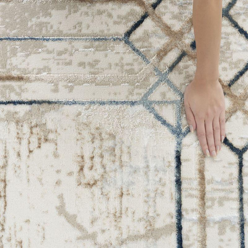 Nourison Glam 5'3" x 7'3" Ivory/Taupe Mid-Century Modern Indoor Rug
