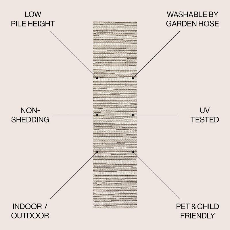 2' x 8' Castara Wavy Stripe Modern Indoor/Outdoor Runner Rug, Cream/Dark Gray - JONATHAN Y