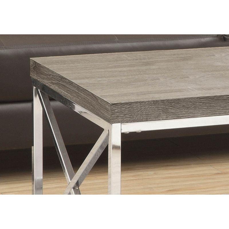 Monarch Dark Taupe Wood-Look Finish Chrome Metal Contemporary Style Coffee Table