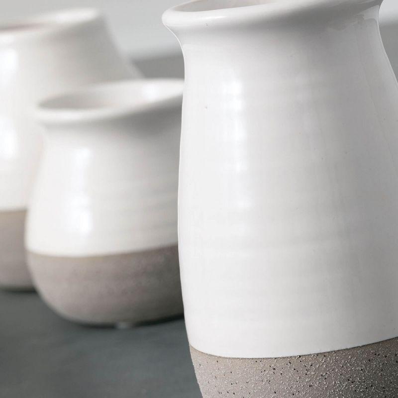 Sullivans Set of 3 Petite Ceramic Vases 3"H, 4.5"H & 5.5"H Gray and White