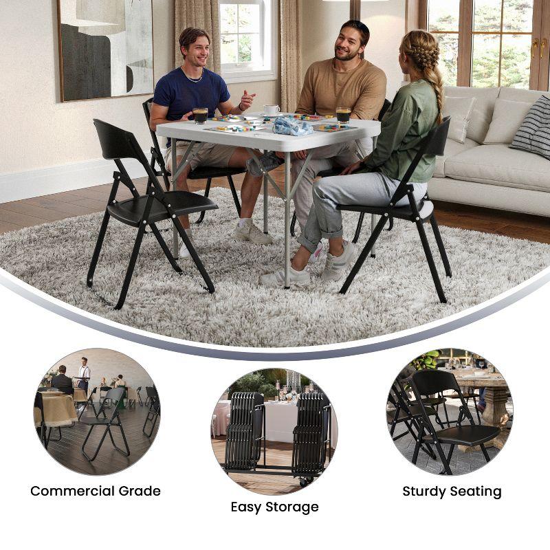 Flash Furniture 2 Pack HERCULES Series 500 lb. Capacity Heavy Duty Black Plastic Folding Chair with Built-in Ganging Brackets