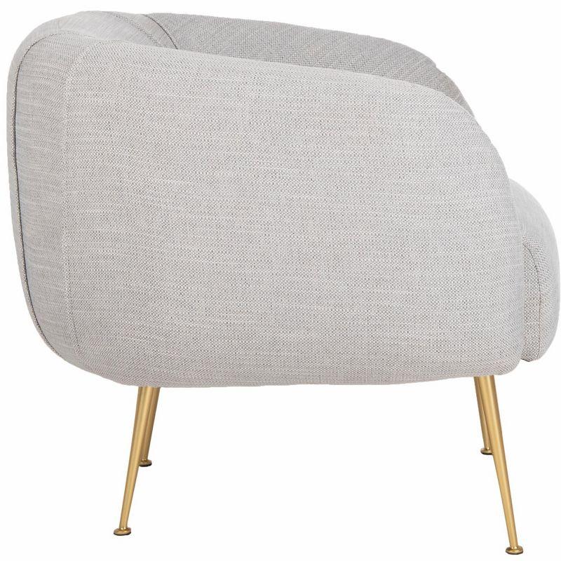 Alena Transitional Barrel Accent Chair in Light Grey with Gold Legs