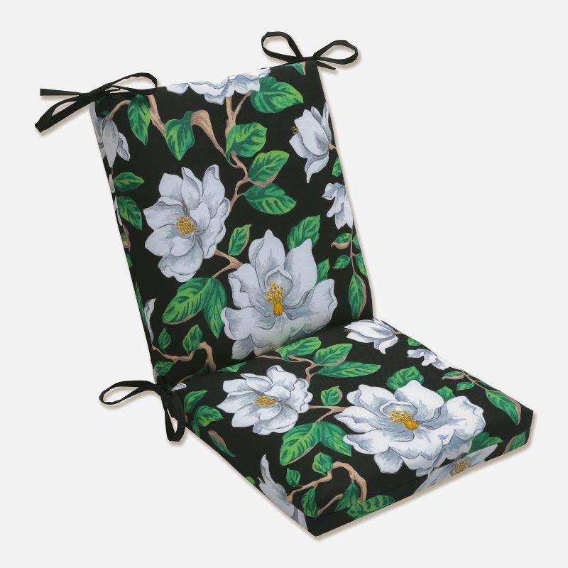 36.5" x 18" Magnolia Outdoor/Indoor Squared Corners Chair Cushion Black - Pillow Perfect: Weather-Resistant Patio Seat