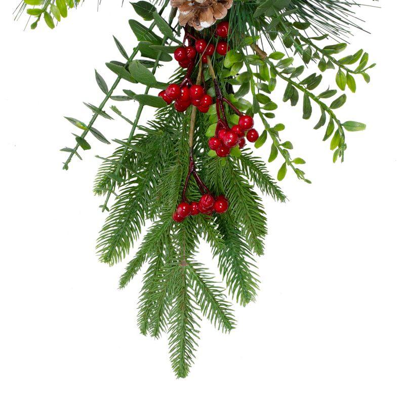 28" Berry Pine and Eucalyptus Artificial Teardrop Christmas Swag - Unlit