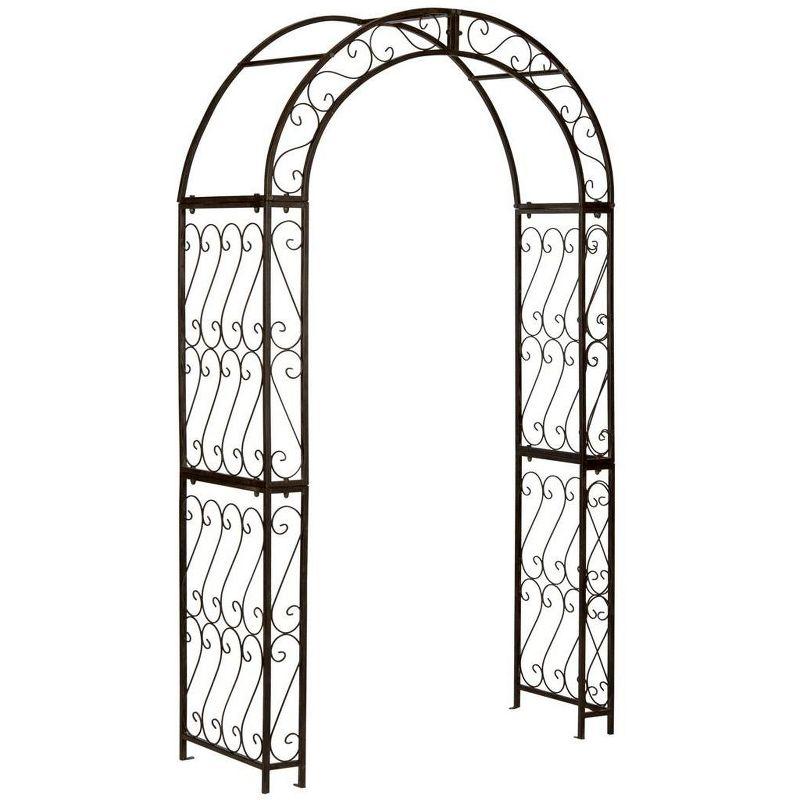 Rustic Brown Iron Victorian Garden Arch Trellis